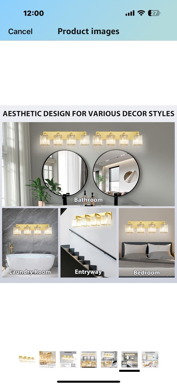 Bathroom Vanity Light Fixtures Over Mirror - Makeup Lighting Pure Gold -