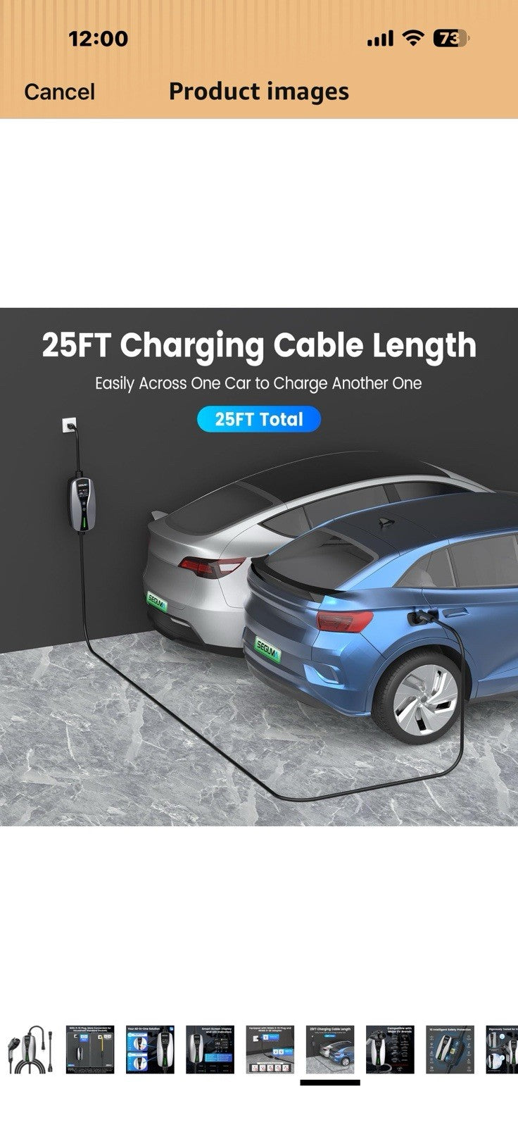 Level 1/2 EV Charger, 16Amp Adjustable Current NEMA 5-15 Plug/NEMA 6-20