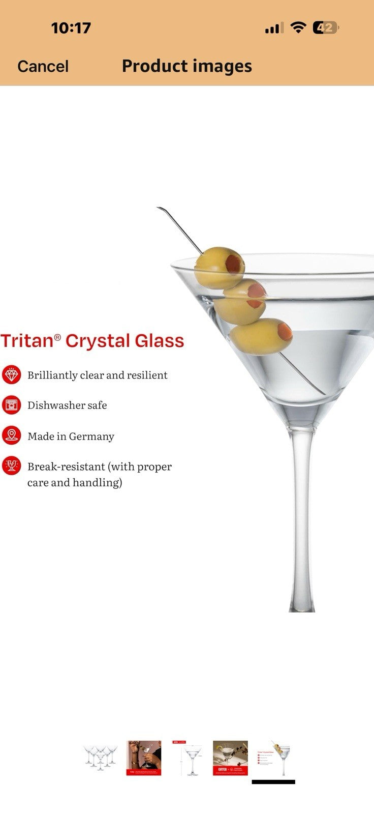 Eater x Zwiesel Fortessa Folly Crystal Glass, 6 Ounce Martini (Set of 6), Clear