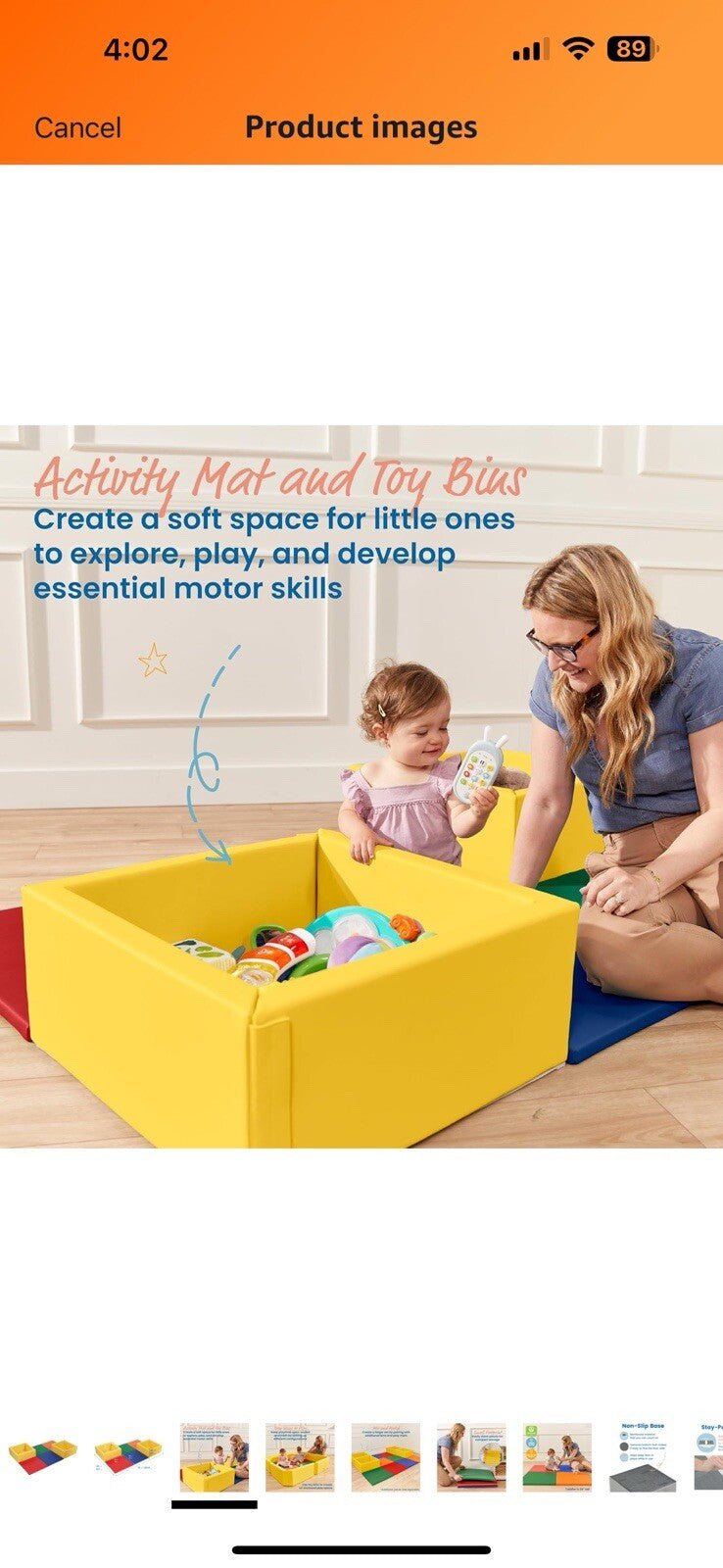 ECR4Kids SoftZone Play Patch Activity Mat and Toy Bins, Beginner Playset
