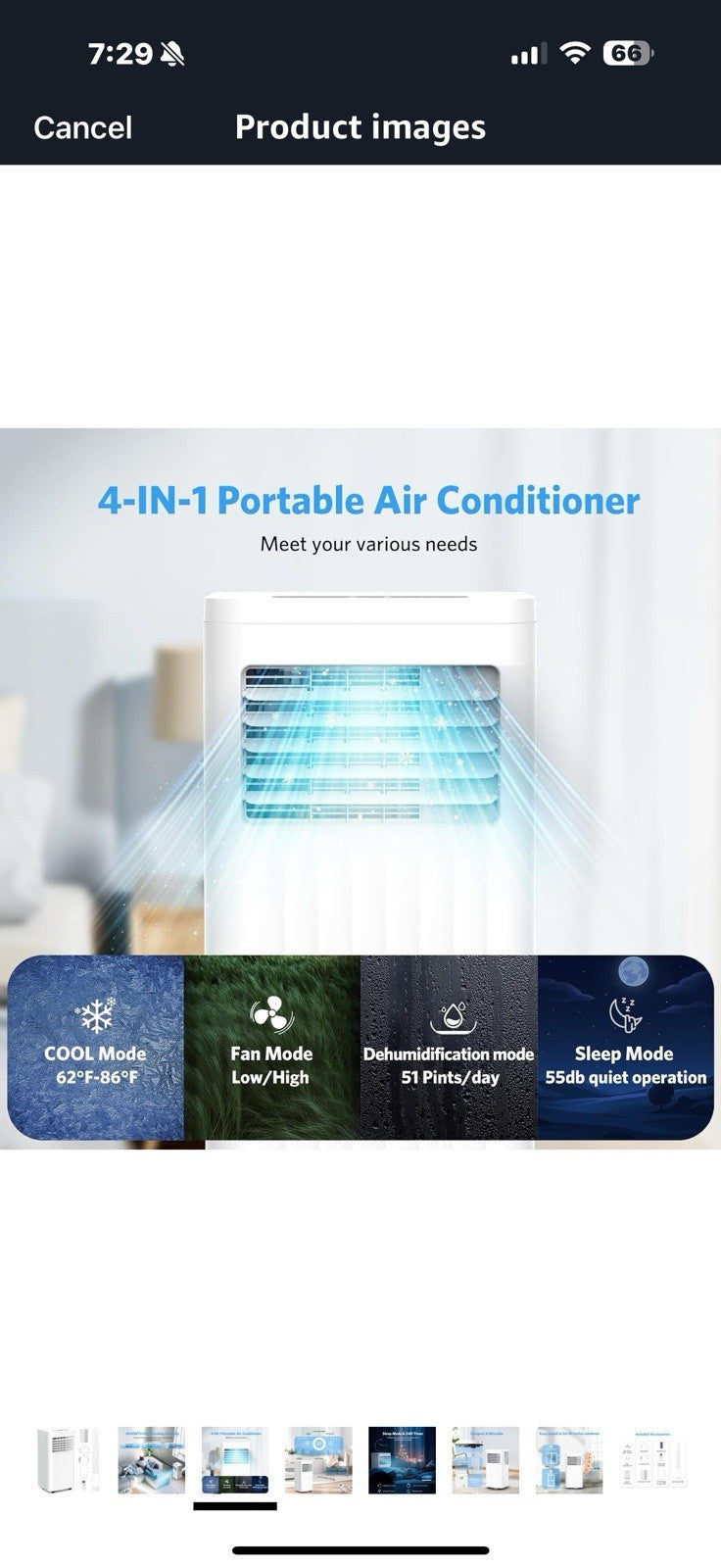 8000 BTUs Portable Air Conditioners with Cooling, Fan, Sleep Mode,