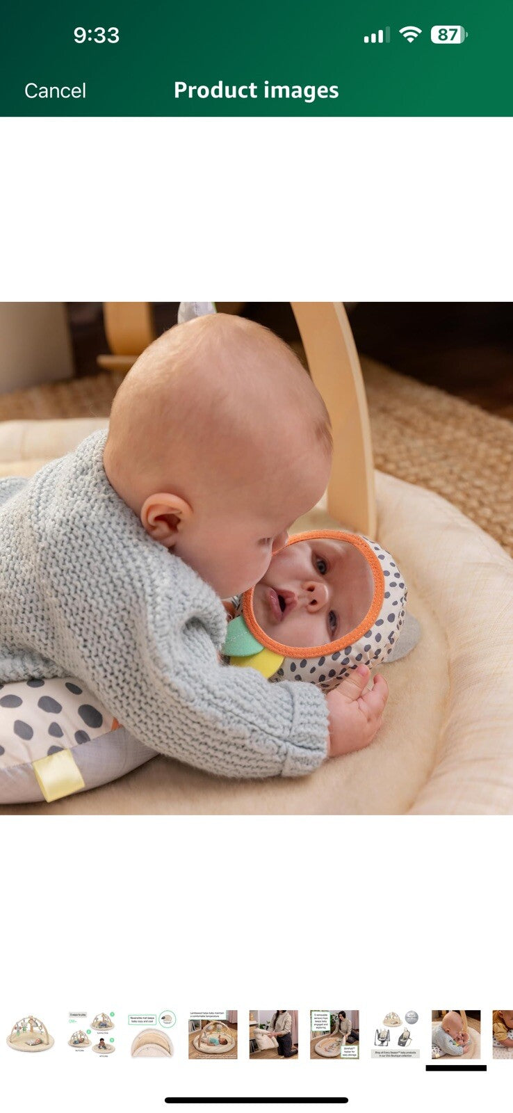 Ingenuity Every Season Plush Lambswool Baby Play Gym and Play Mat, 