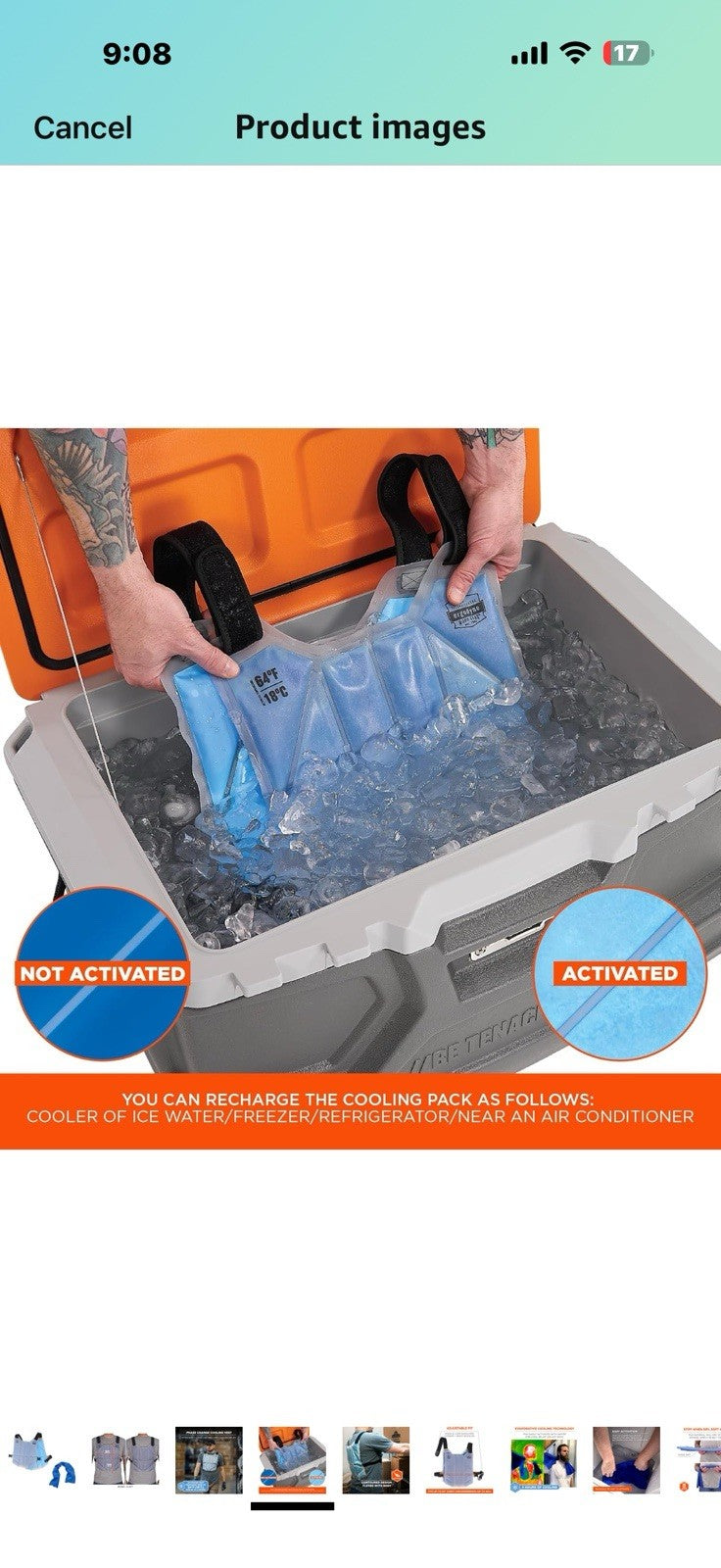 Ergodyne Chill-Its 6210 Phase Change Cooling Vest with 6602 Chill-Its 