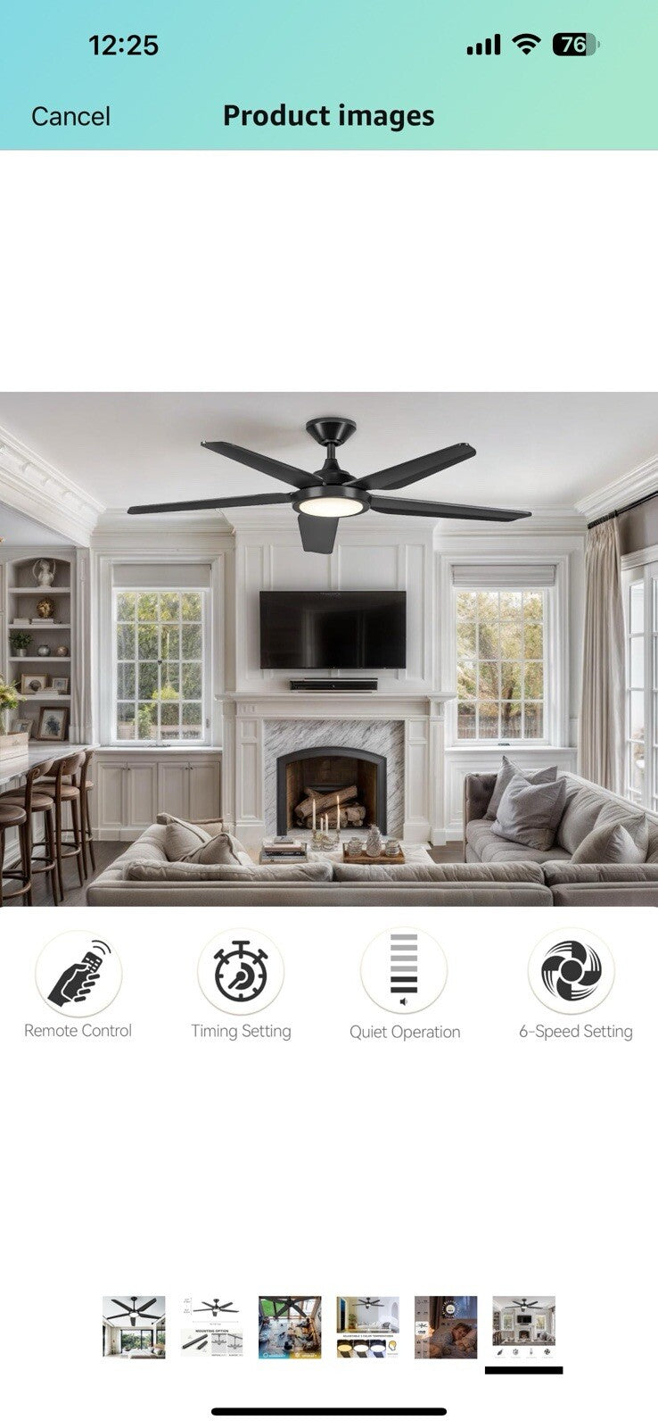 DWVO Ceiling Fan with Light, 54" Ceiling Fan with Remote, Tri-Color Temperature,