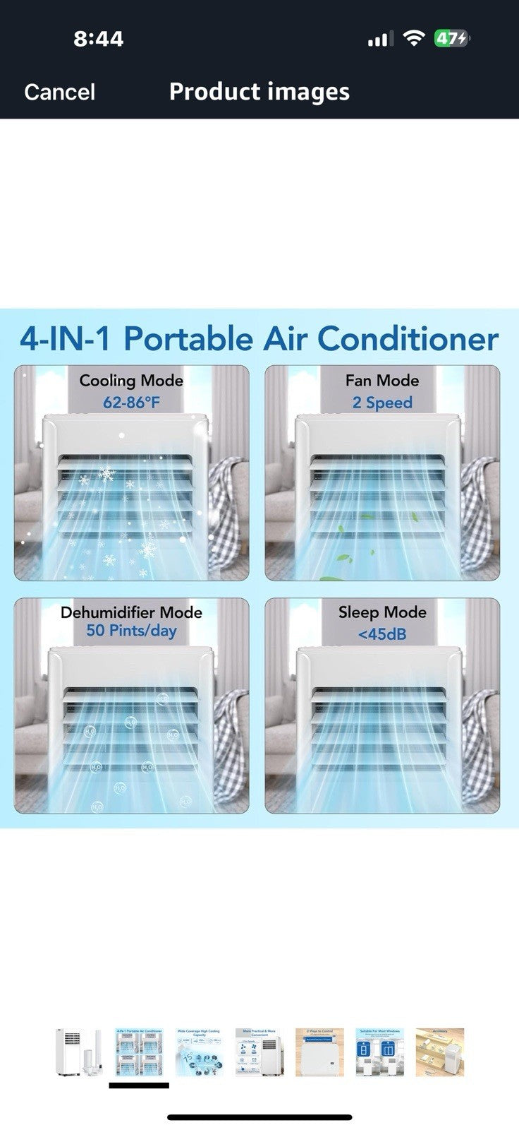 Antarctic Star 8,000 BTU Portable Air Conditioners Cools Up to 350 Sq.Ft, 