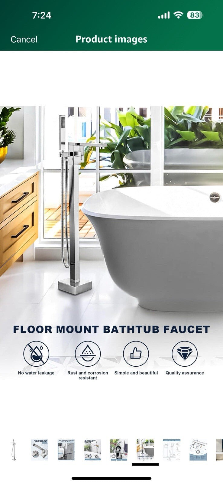 Freestanding Bathtub Faucet, Floor Mount Tub Filler, High Flow Brass