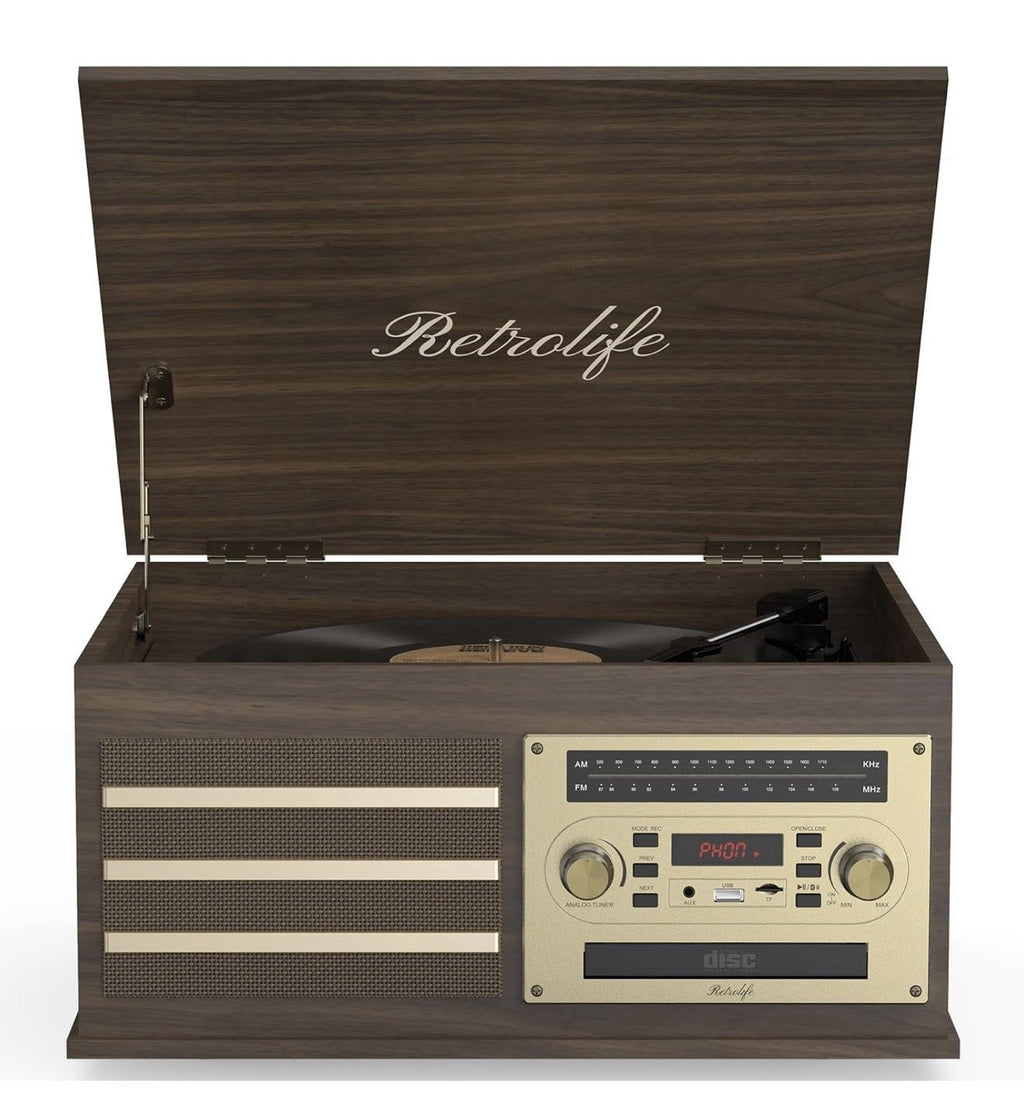 Vinyl Record Player 10-in-1 Music Center Turntable Built-in Speakers Support 3