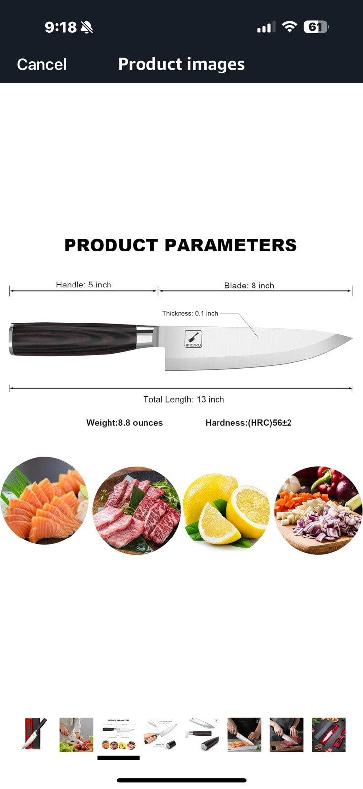 imarku Chef Knife 8-Inch Pro Japanese 