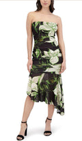 Siena Womens Removable Straps Bandeau Printed Stretch Mesh Asymmetrical
