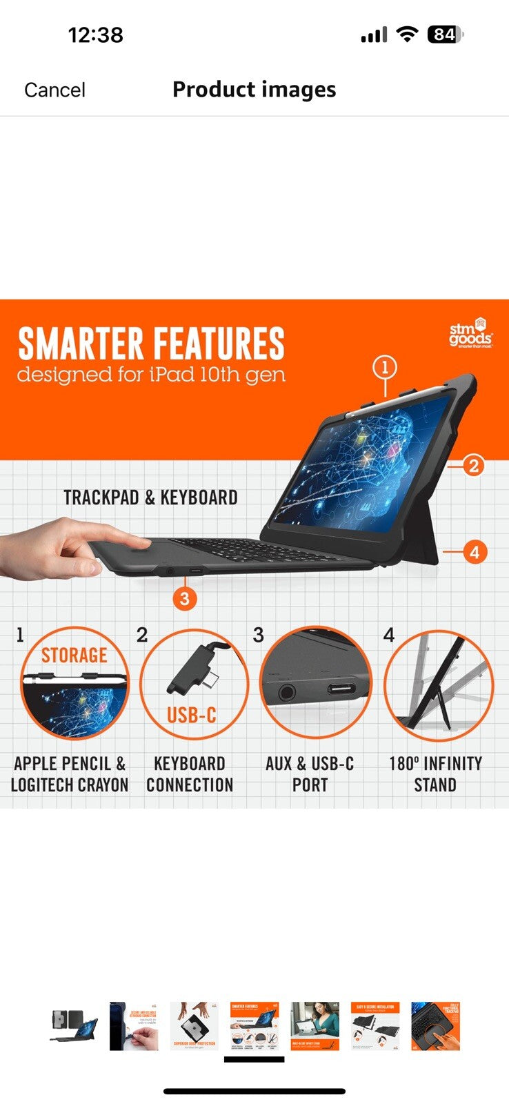 STM Goods Dux Bluetooth Keyboard Trackpad for iPad 10th, Bluetooth