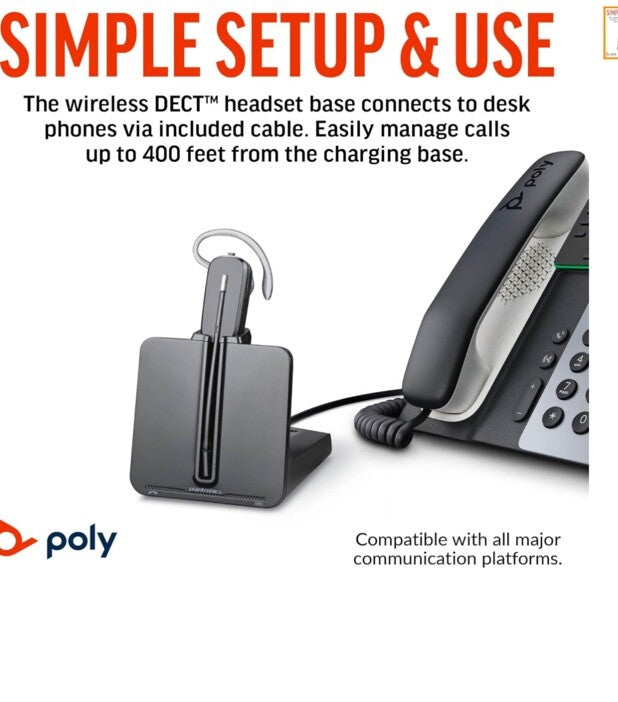Poly CS540 Wireless DECT Headset with HL10 Lifter (Plantronics)
