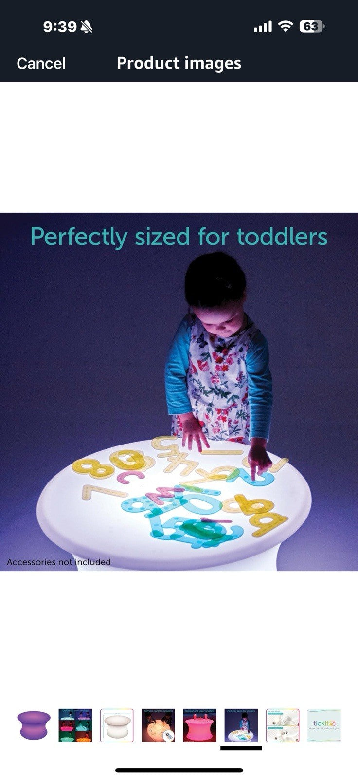 tickit Sensory Mood Light Table | 20 Colors | Rechargeable | Sensory 