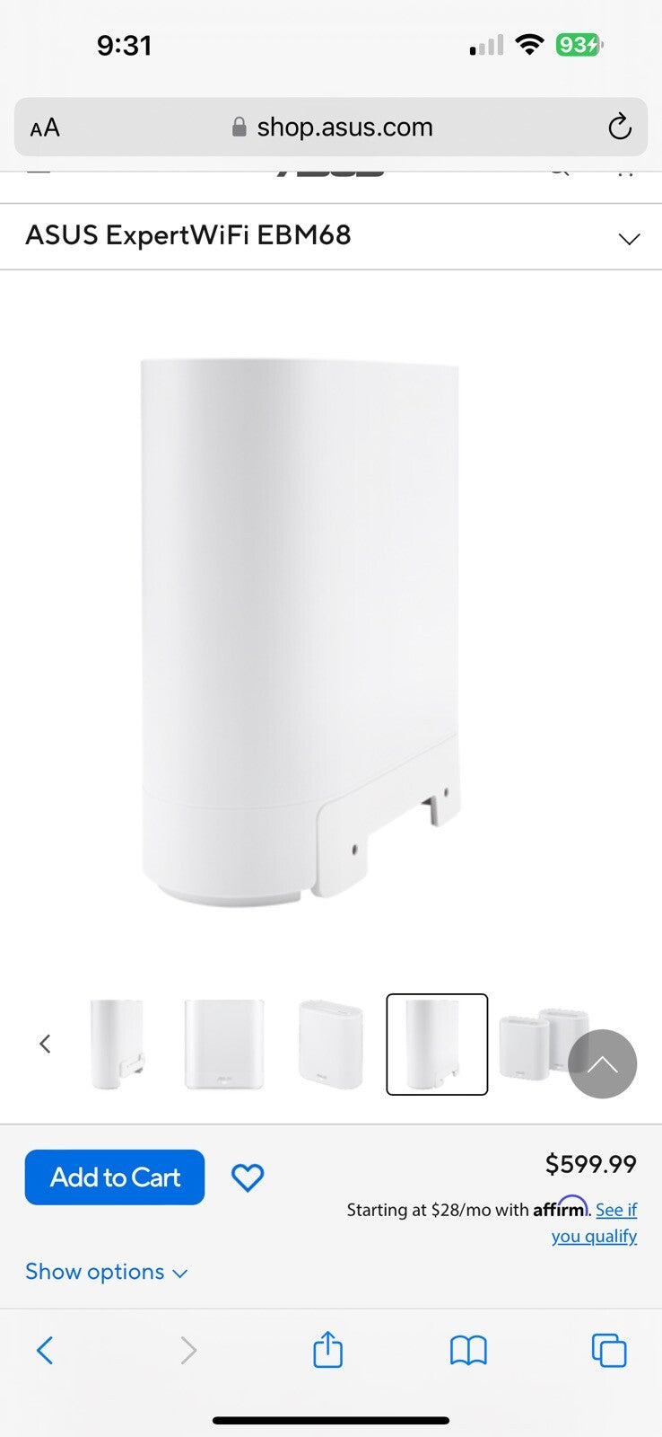 ASUS ExpertWiFi EBM68 AX7800 Tri-Band Business WiFi 6 System (2 Pack) 