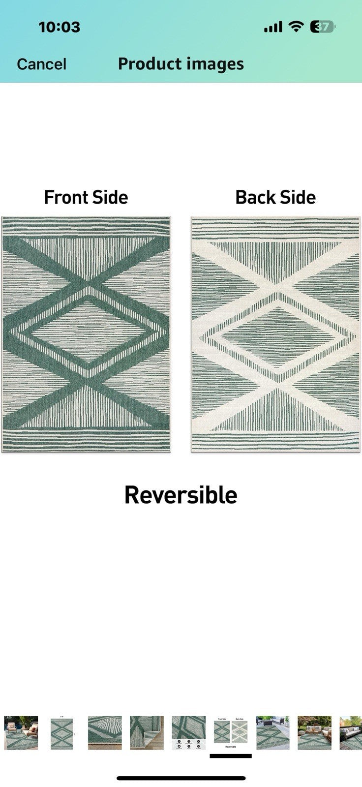 Rugshop Contemporary Geometric Stripe Weather Resistant Reversible
