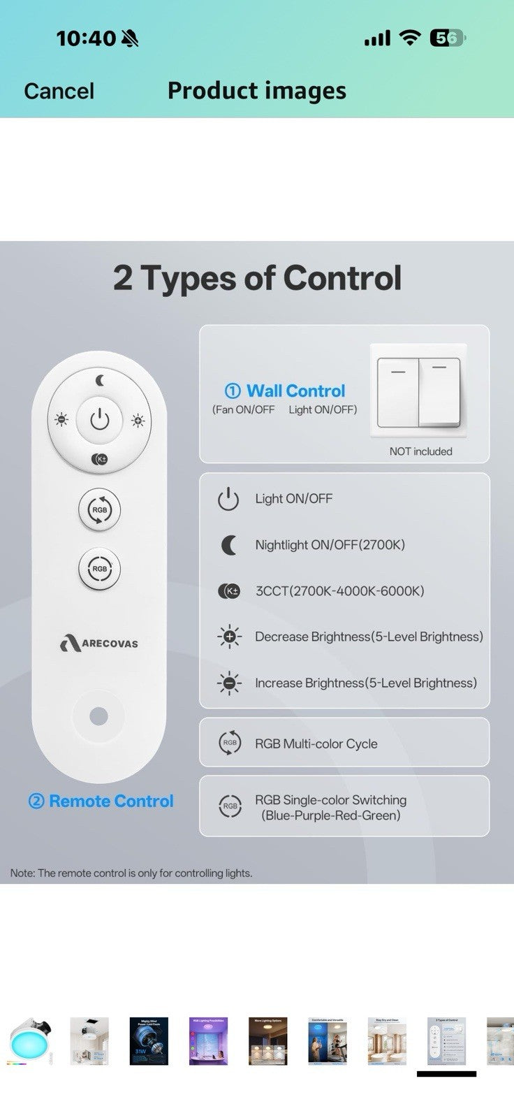 Bathroom Exhaust Fan with RGB Lights, 110CFM/1.0 Sones Vent Fan with 