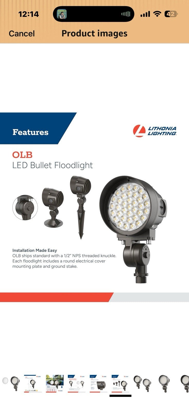 Lithonia Lighting 36-in-1 OLB LED Floodlight Outdoor Light Fixture
