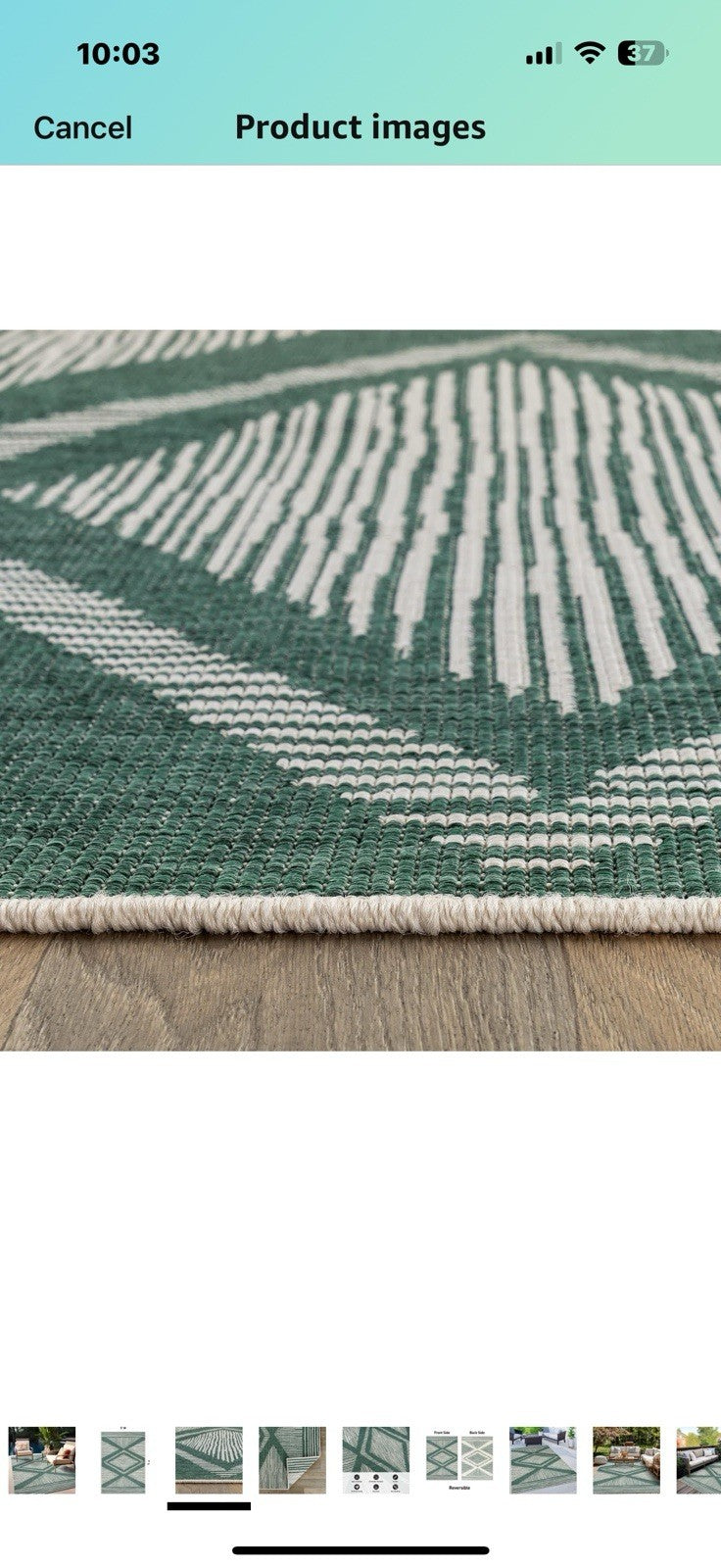 Rugshop Contemporary Geometric Stripe Weather Resistant Reversible