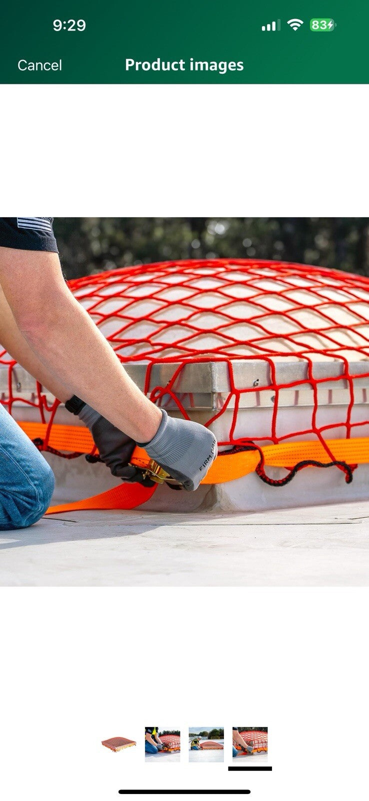 Tie Down 65400 Roof Top Safety Skylight Netting, Orange, 7' Length, 7' 