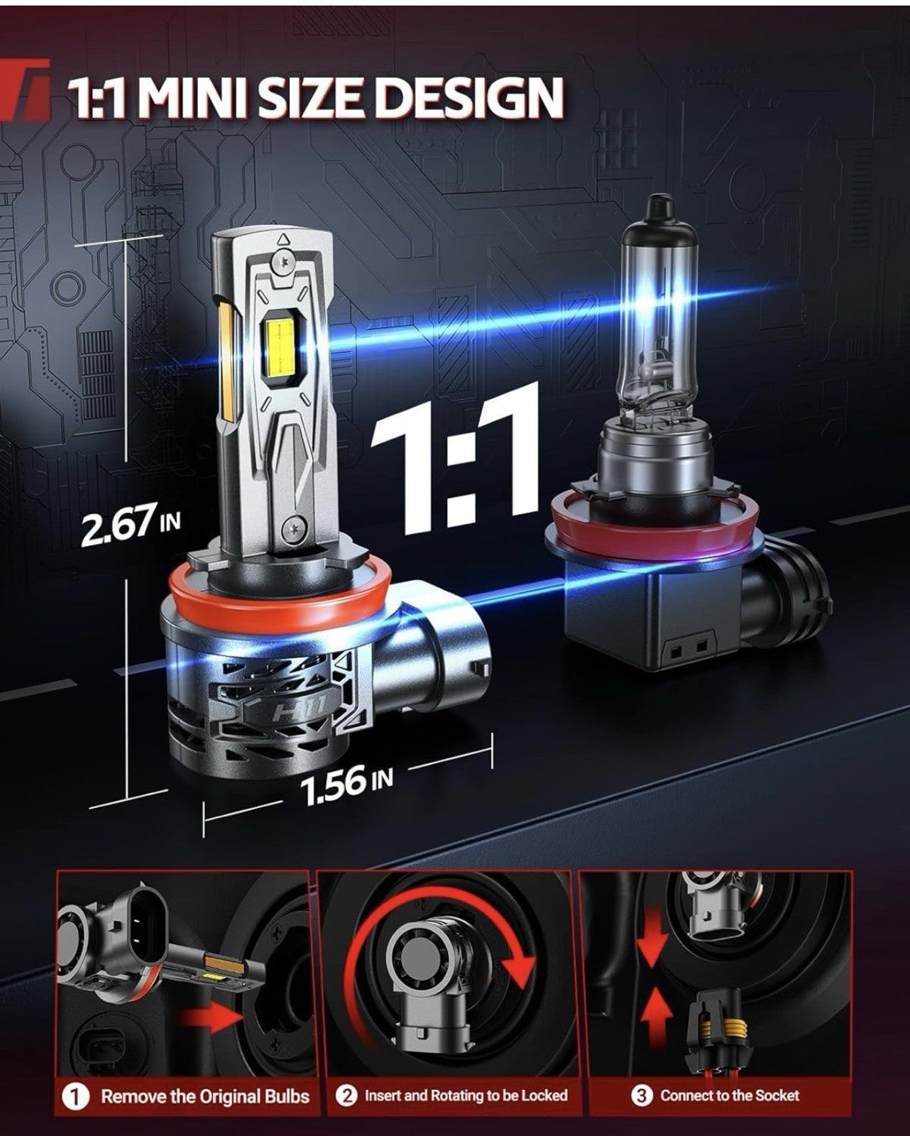 Torchbeam T5A H11 Bulb, H11 Fog Lights Bulb, 60000LM Brighter with 
