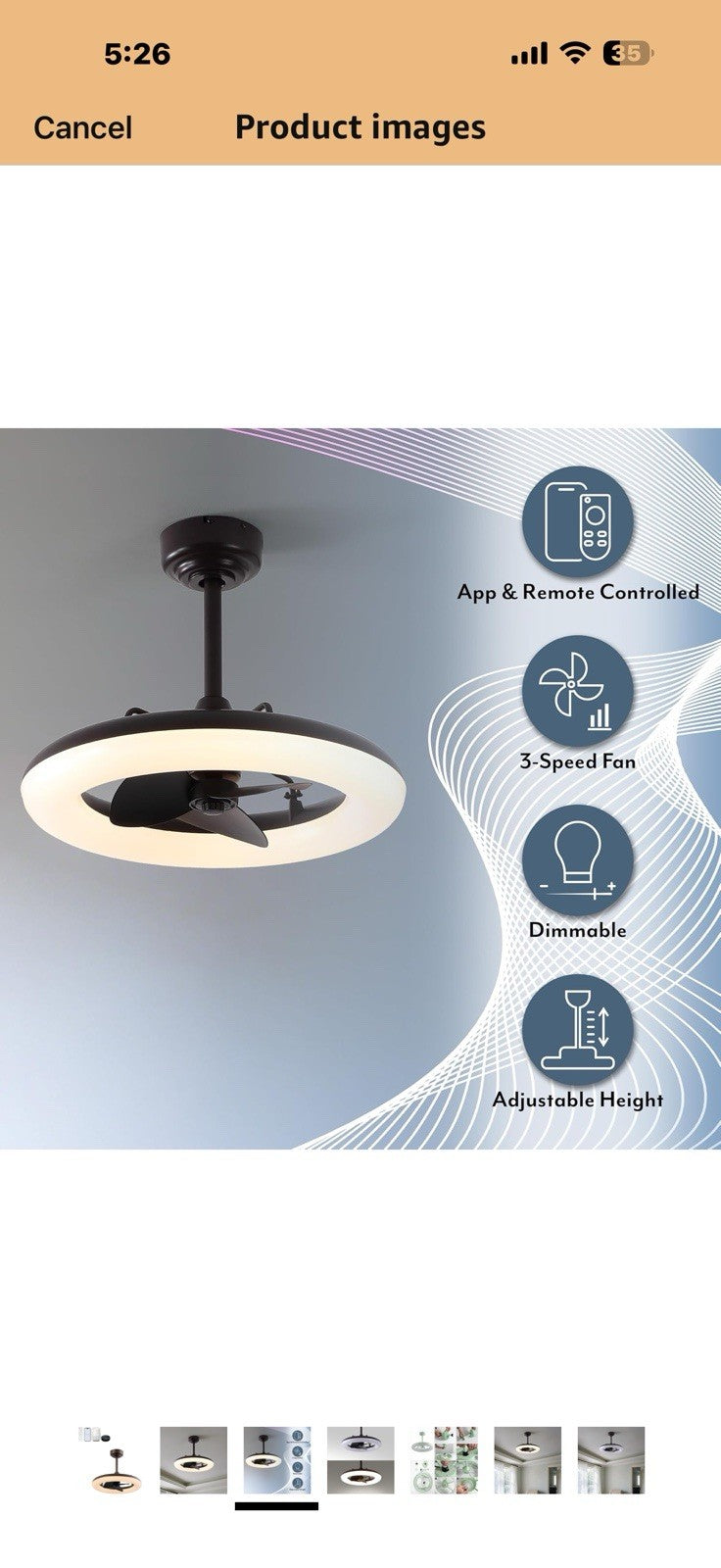 OVAL AIR AIR8001A Piero 21.5" Contemporary Minimalist 6-Speed