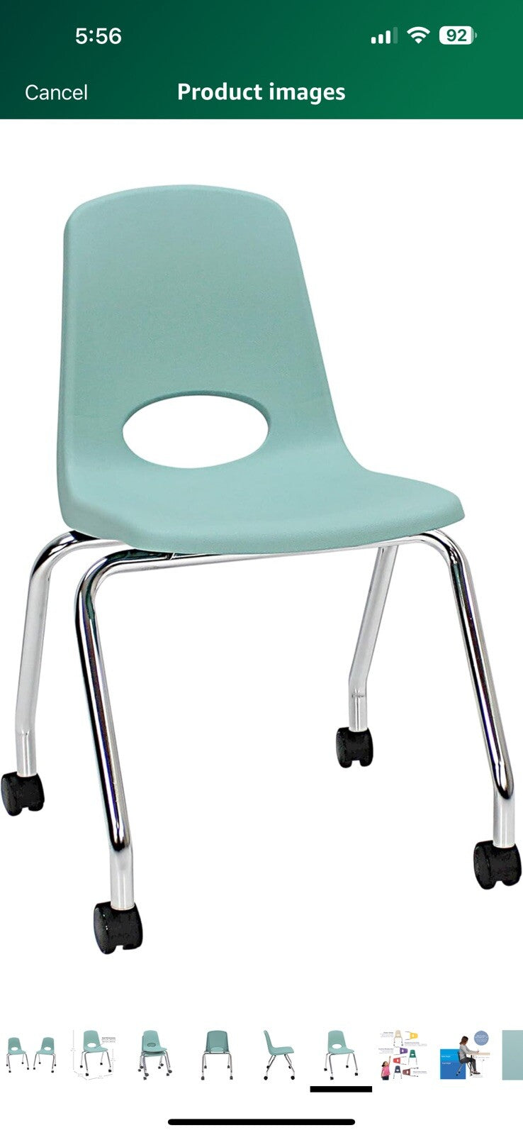 Factory Direct Partners 10372-SF 18" Mobile School Chair with Wheels