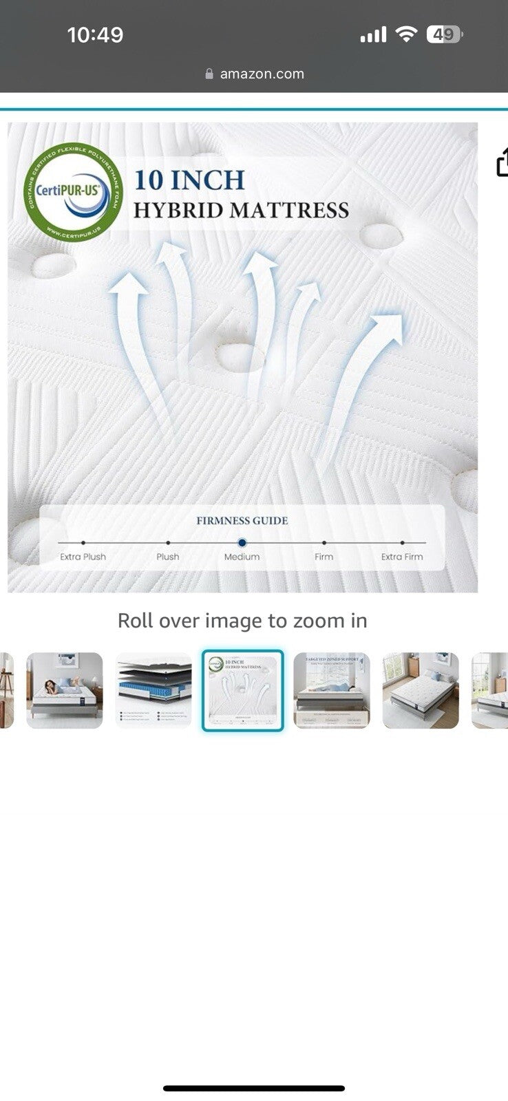 Coolvie Hybrid Queen Mattress 10 Inch - Medium Firm Queen 