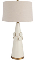 Creative Co-Op Stoneware Conical Table Lamp with Cream Crackle Glaze and