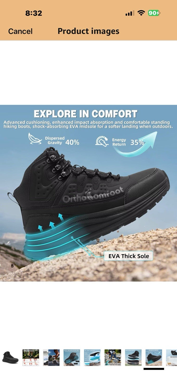 Men's Orthopedic Waterproof Hiking Boots: Comfortable Plantar Fasciitis 
