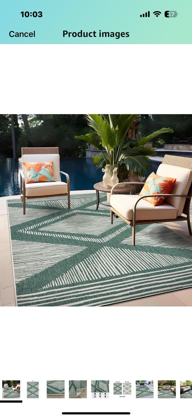 Rugshop Contemporary Geometric Stripe Weather Resistant Reversible