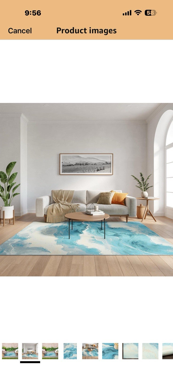 Nourison Home Color Splash Ivory Blue 5'3" x 7'3" Area Rug - Easy Clean, 