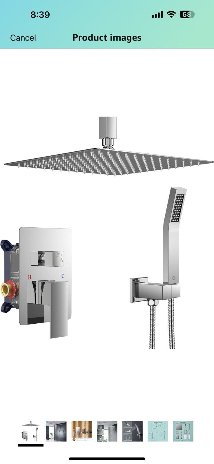 FORIOUS 10 in Rainfall Shower System - Ceiling Mount,Chrome Rain Shower 