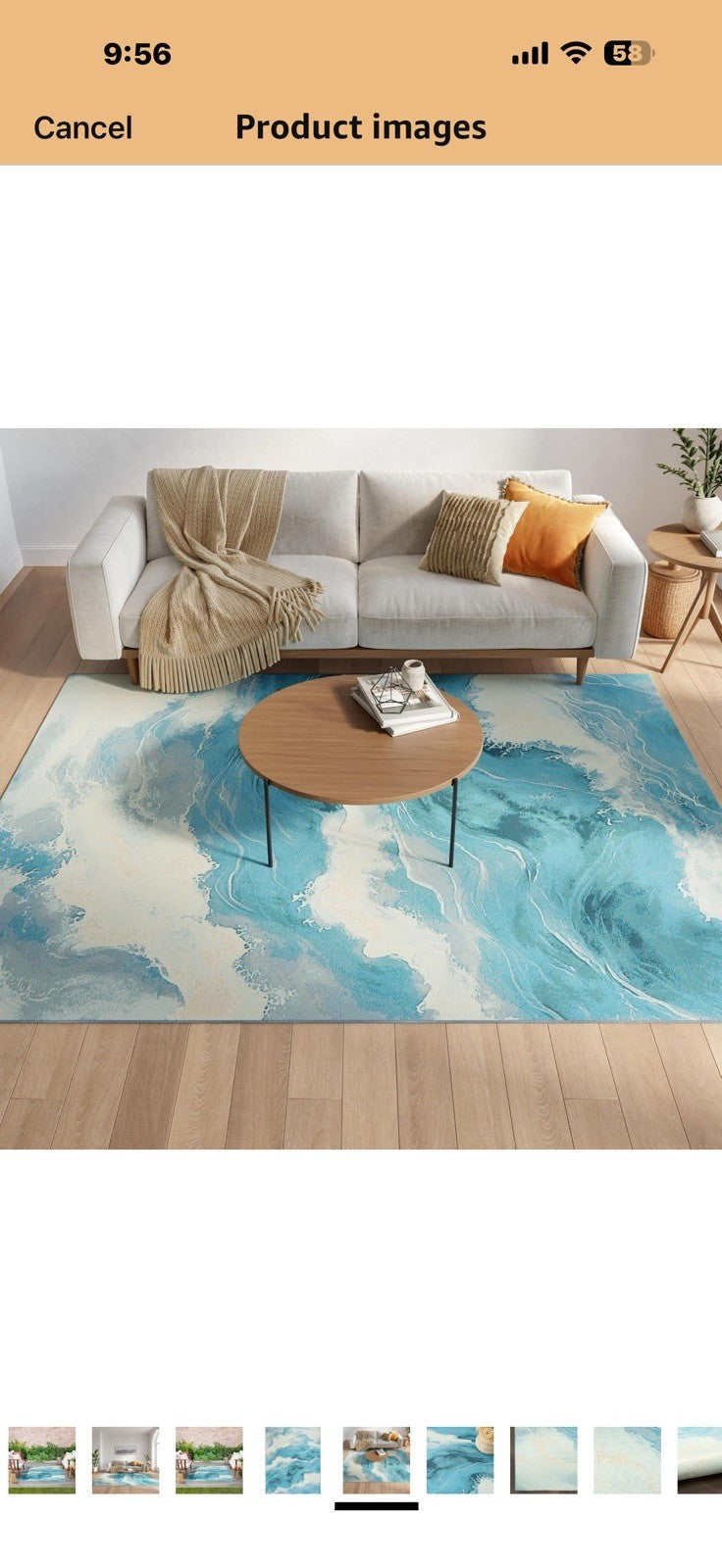 Nourison Home Color Splash Ivory Blue 5'3" x 7'3" Area Rug - Easy Clean, 