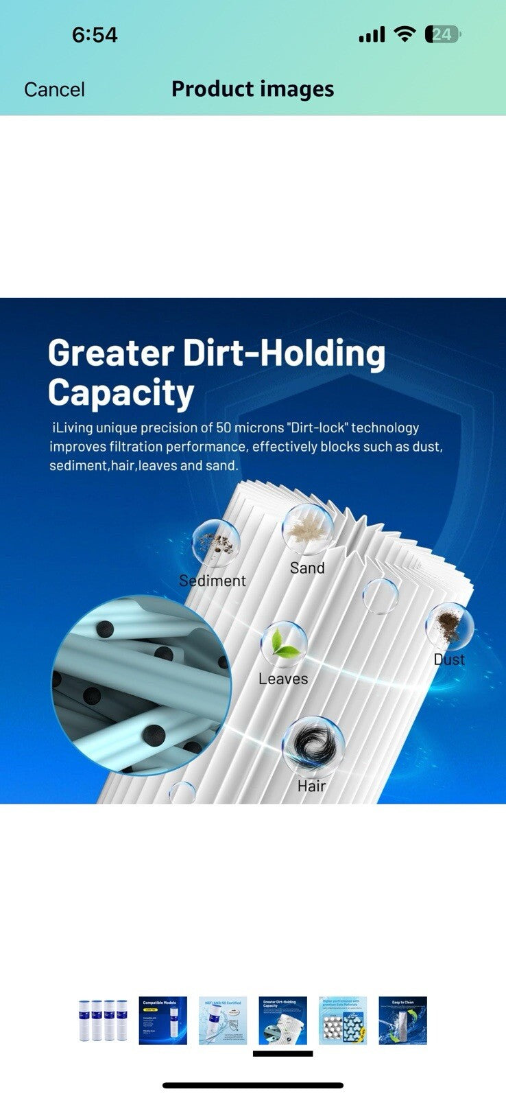 iLiving ILG8CF-105 Pool Spa Water Filter Cartridge, White & Blue
