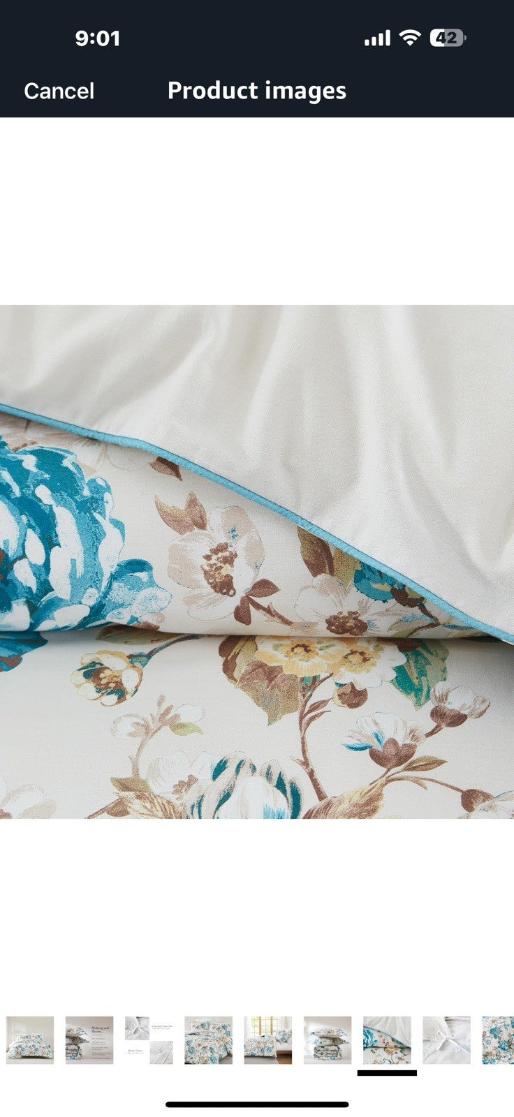 Lush Decor Bird and Hydrangea Cotton Duvet Cover 3 Piece Set King 