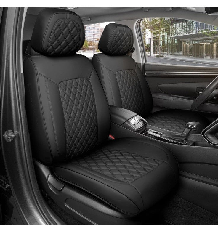 Prestige Edition Faux Leather Seat Covers for Cars, Trucks, & SUV – 2 Black Car 