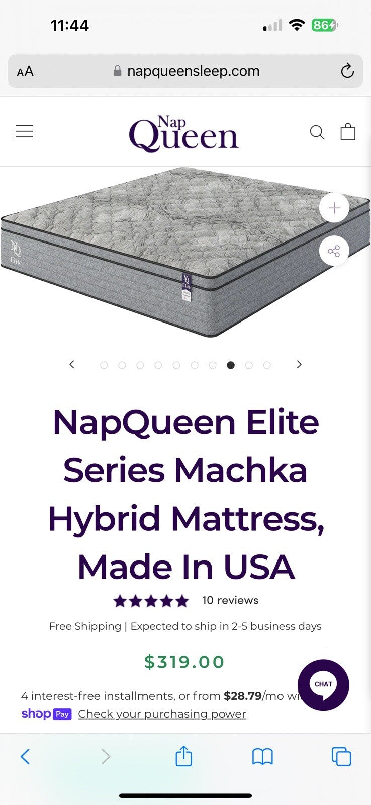 NapQueen Twin , 12 Inch,Elite Series Machka Hybrid Mattress