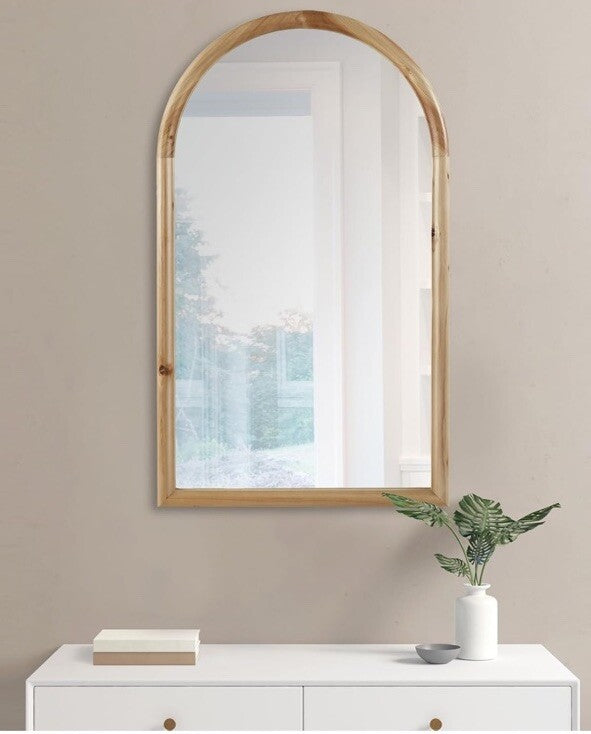 INK+IVY Arch Wall Mirror Wooden Frame, Round Top Wood Framed Entryway  25 “43”