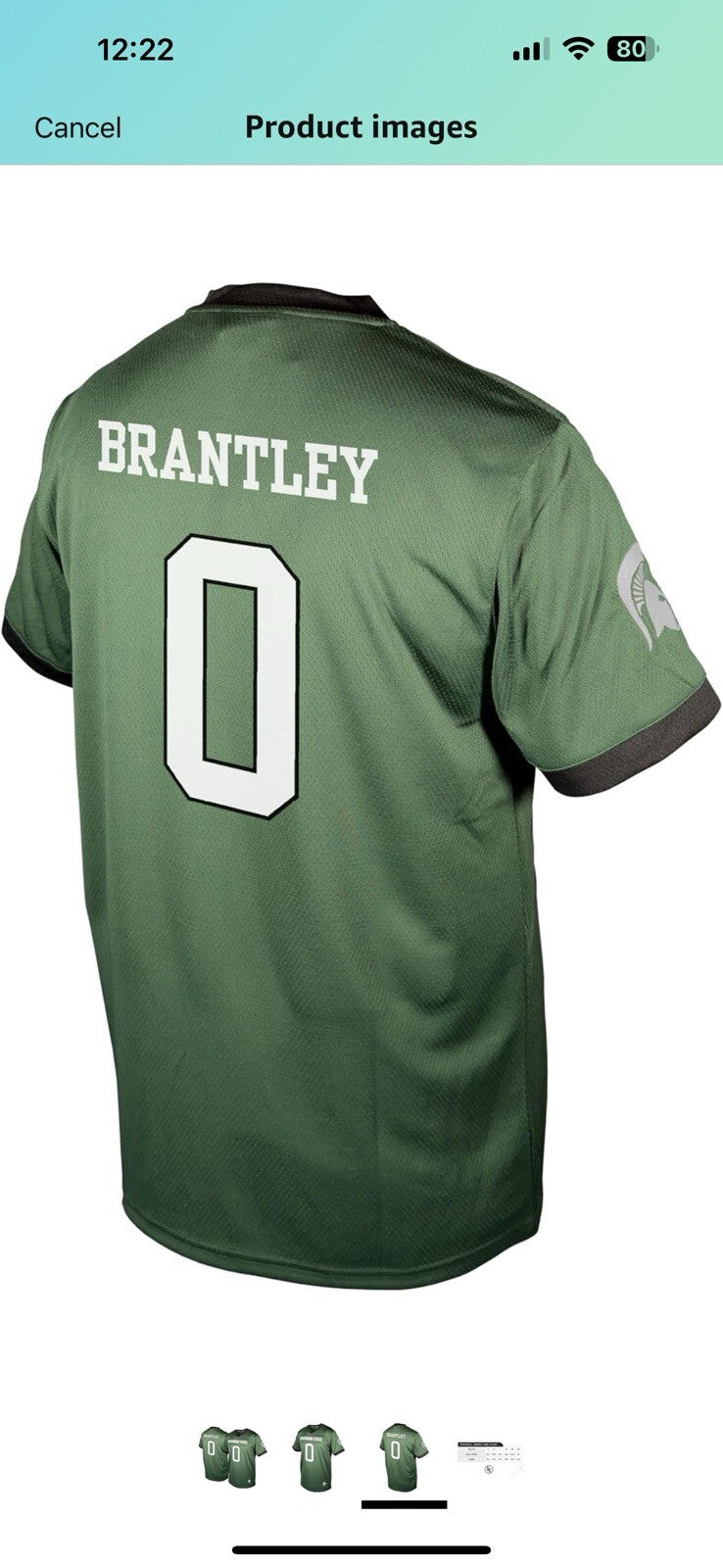 NCAA Mens Michigan State Spartans Football Charles Brantley X Large 