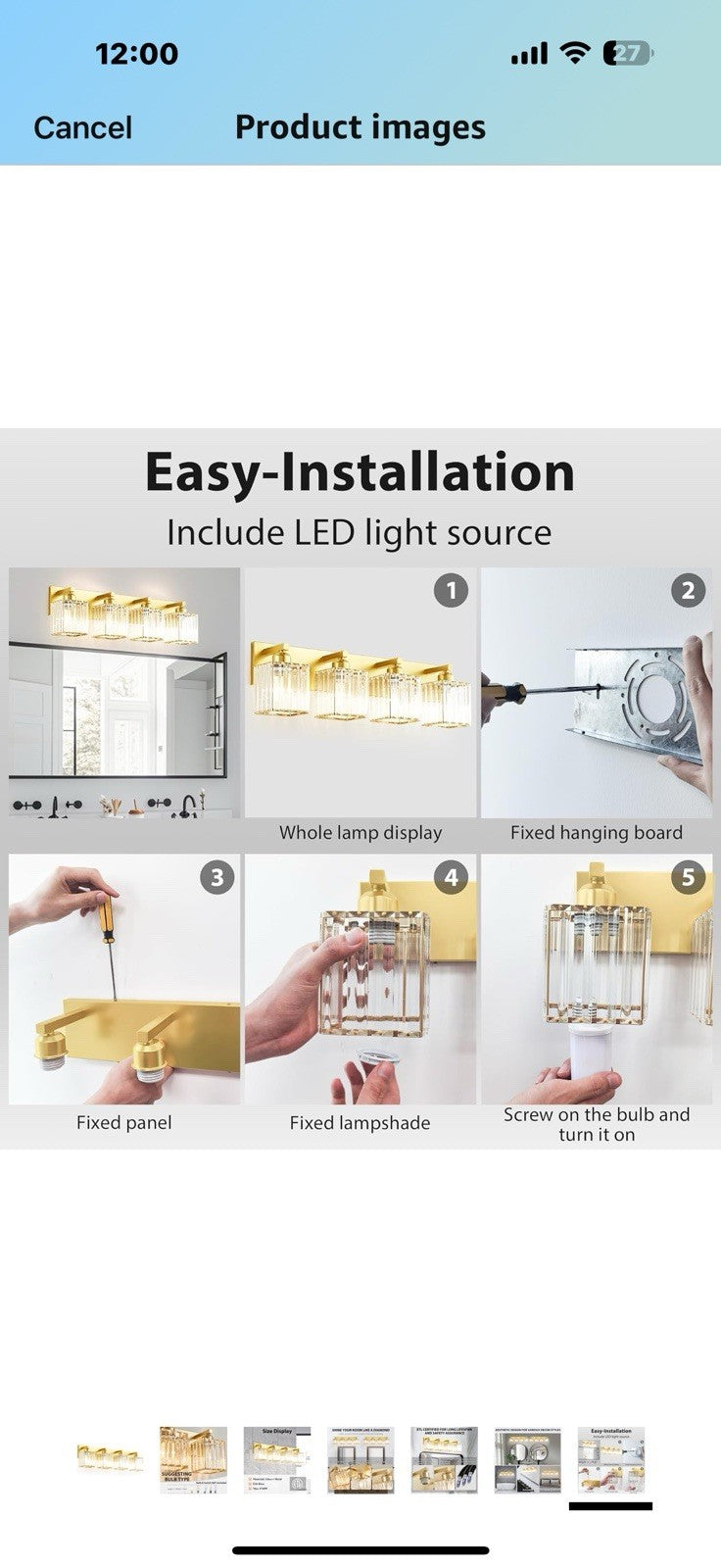 Bathroom Vanity Light Fixtures Over Mirror - Makeup Lighting Pure Gold -