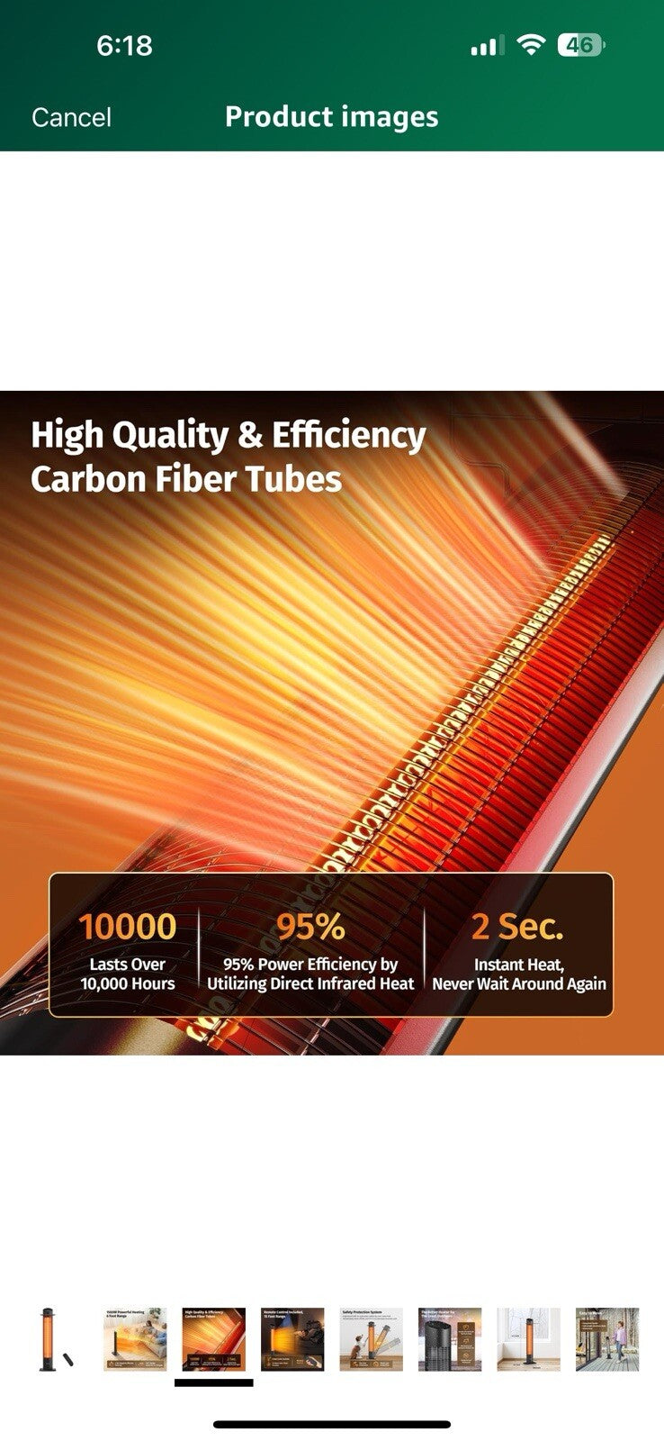 EAST OAK 1500W Patio Tower Heater Waterproof Outdoor Electric Heater