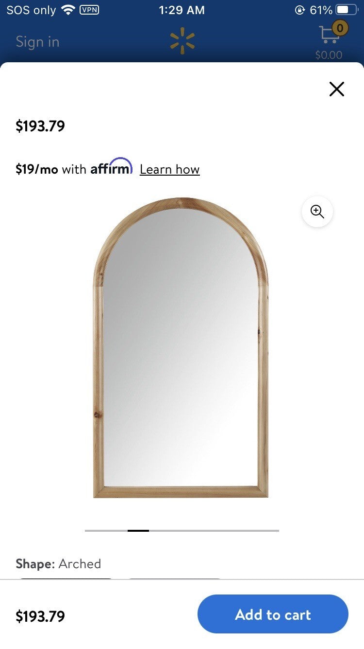 INK+IVY Remi Arched Round Top Wood Framed Modern Wall Decor Mirror,