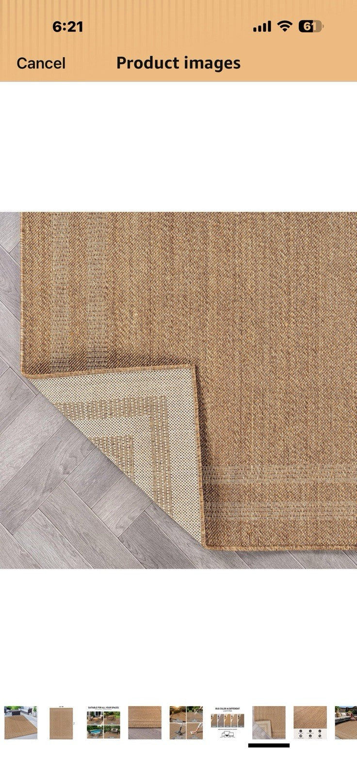 Rugshop Border Stripe Indoor Outdoor Flat Woven Area Rug,Natural 5x7