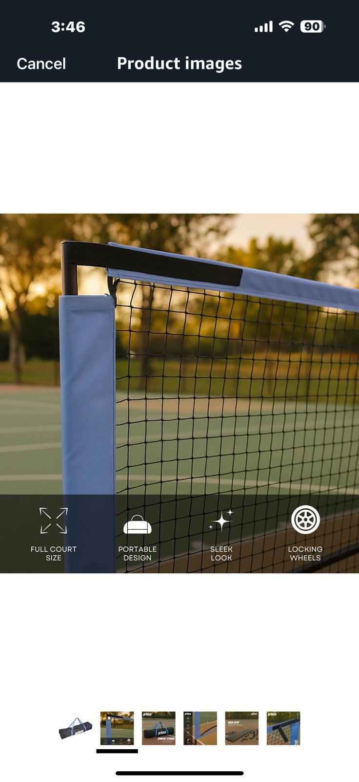 Prince - Full Court Pickleball Net + Wheels, Easy to Transport, Ideal