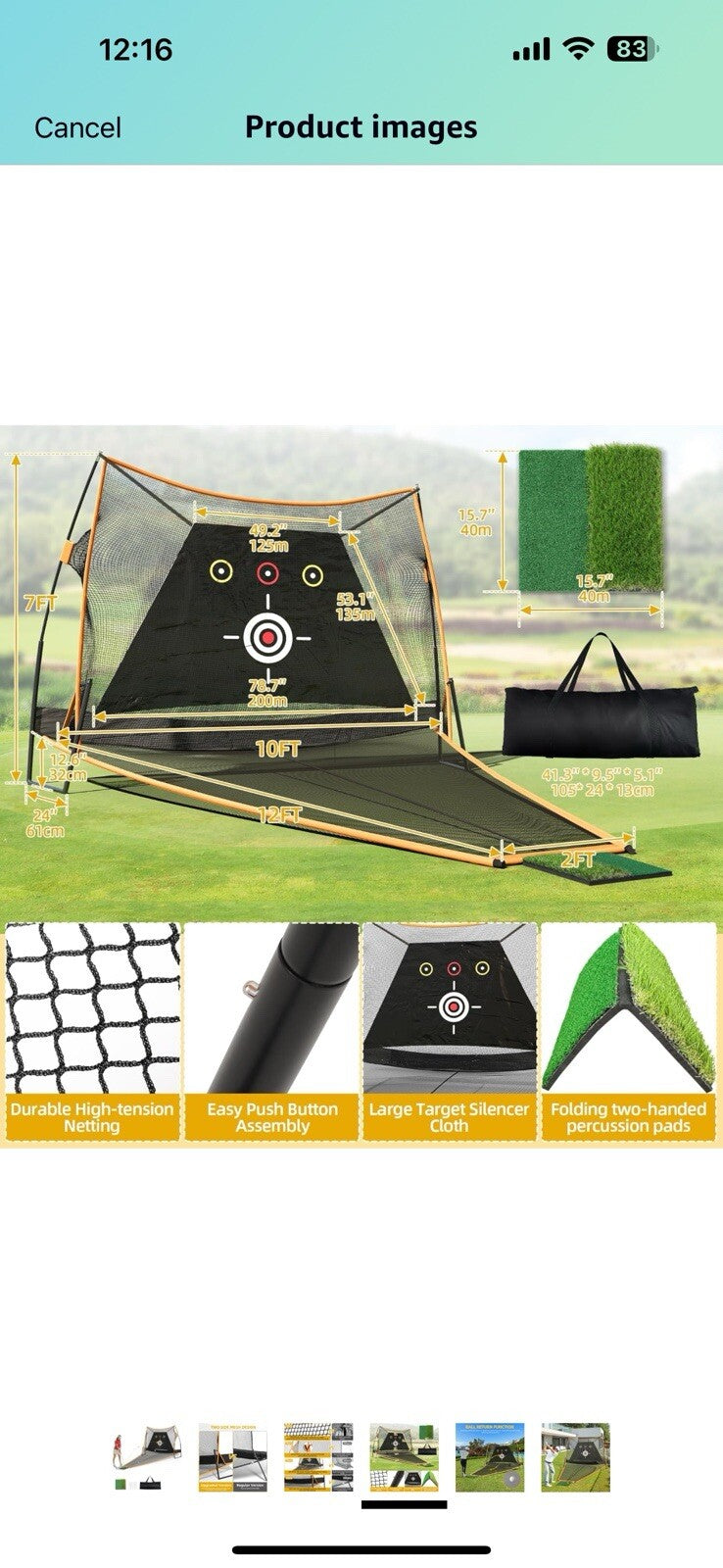 DWVO 10FT X 7FT Automatic Ball Return Golf Net for Indoor/Outdoor