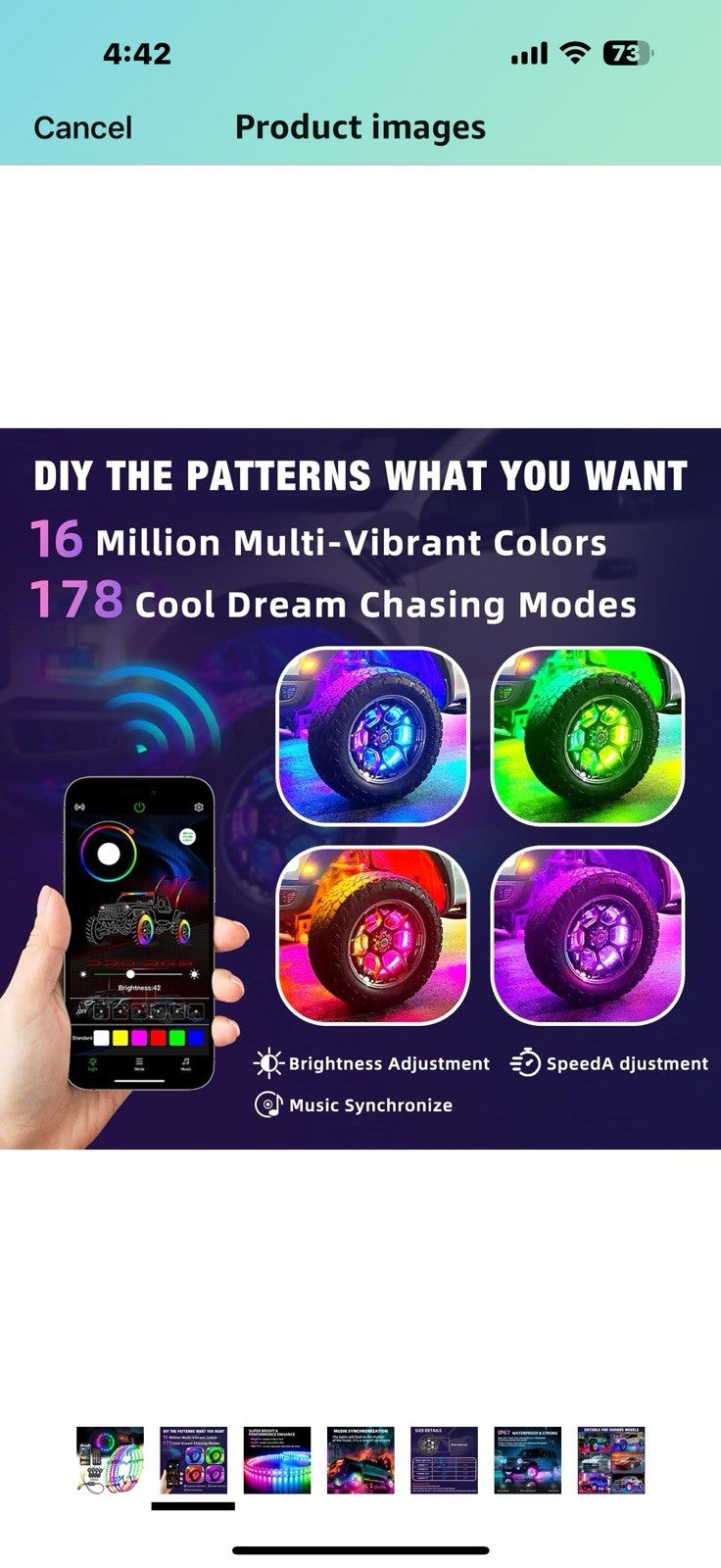 Tavaray 4PCS 17" Double Sided RGB LED Wheel Ring Lights with APP & Remote