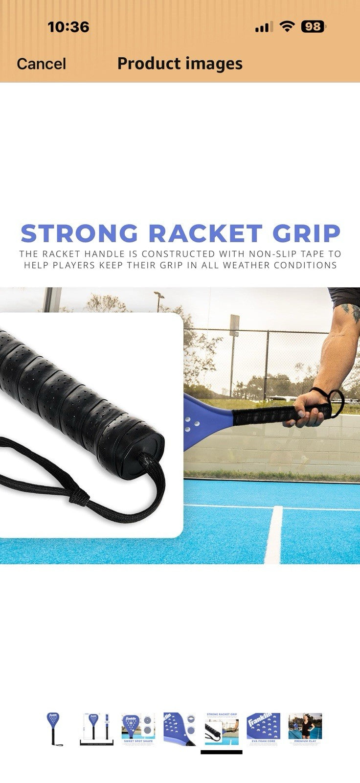 Franklin Sports - Sweet Spot Padel Training Racket - Fiberglass Padel