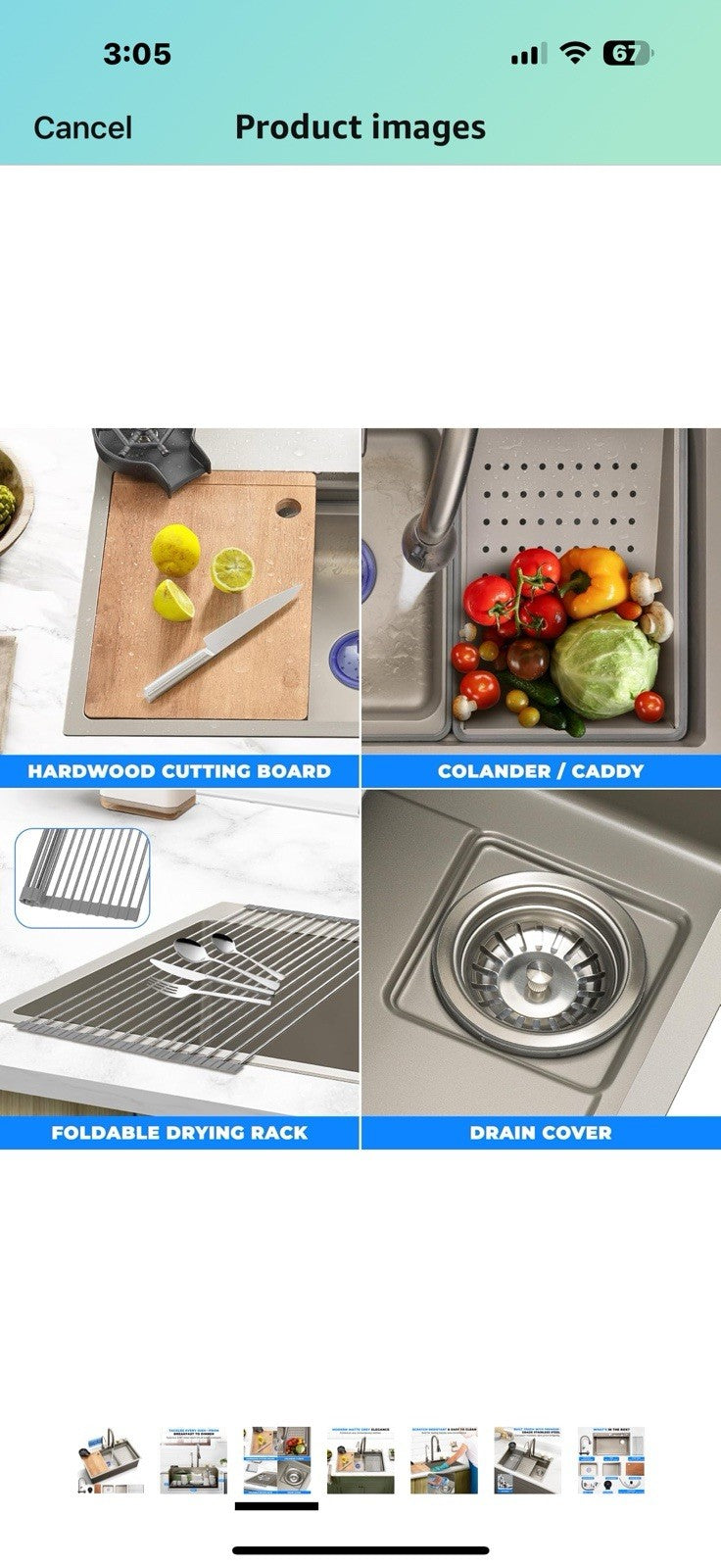 SereneLife Stainless Steel Kitchen Sink | Durable Kitchen Sink with Drain Rack,