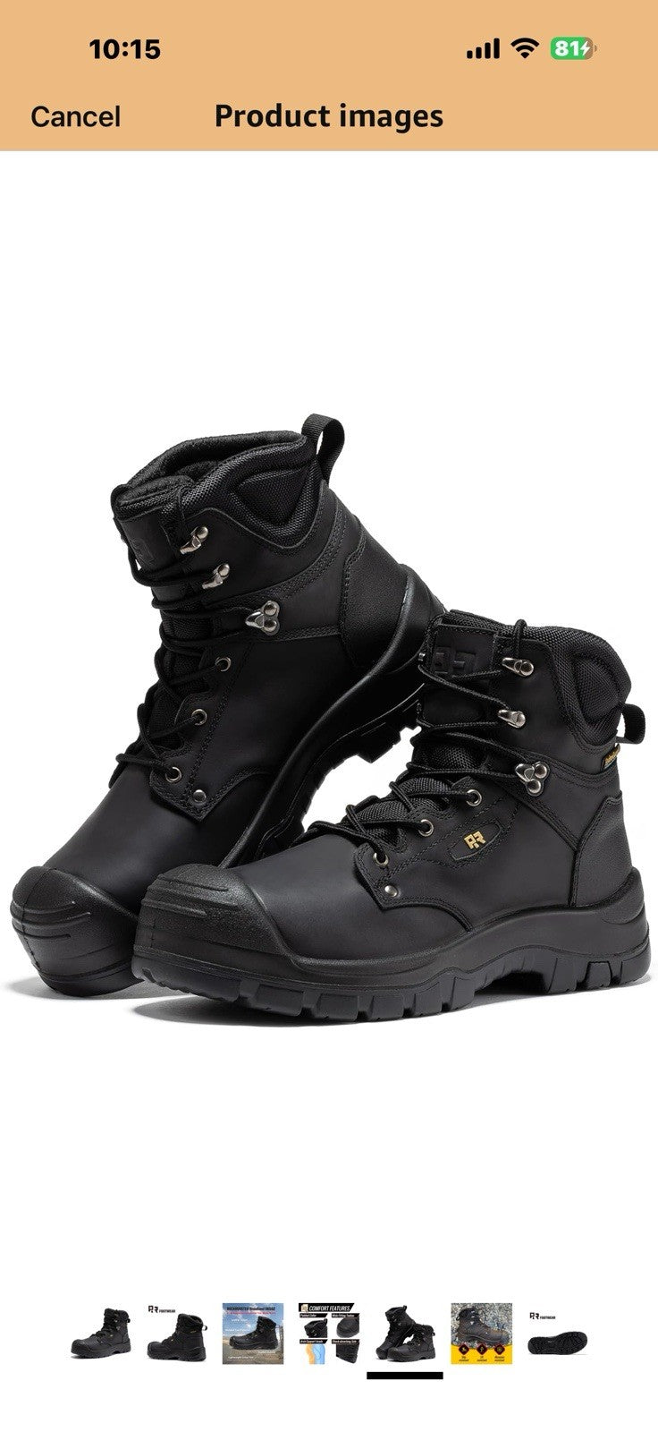 ROCKROOSTER 6 Inch Black Composite Toe Waterproof Work Boots for Men, 
