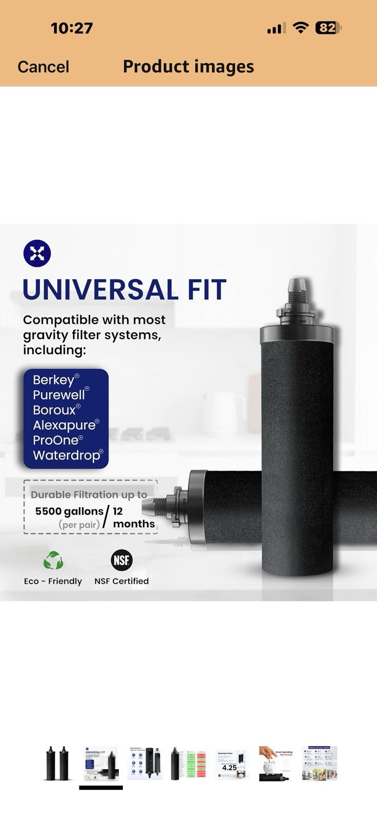 NSF Certified Carbon Replacement Filter Elements (PF-4) - Pack of 2 Filters
