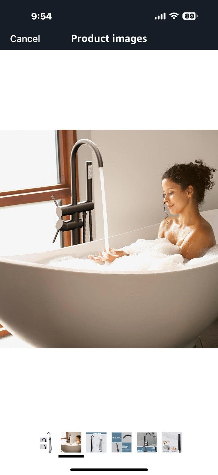 GIMILI Free Standing Tub Filler Bathtub Faucet Stand Alone Matte Black